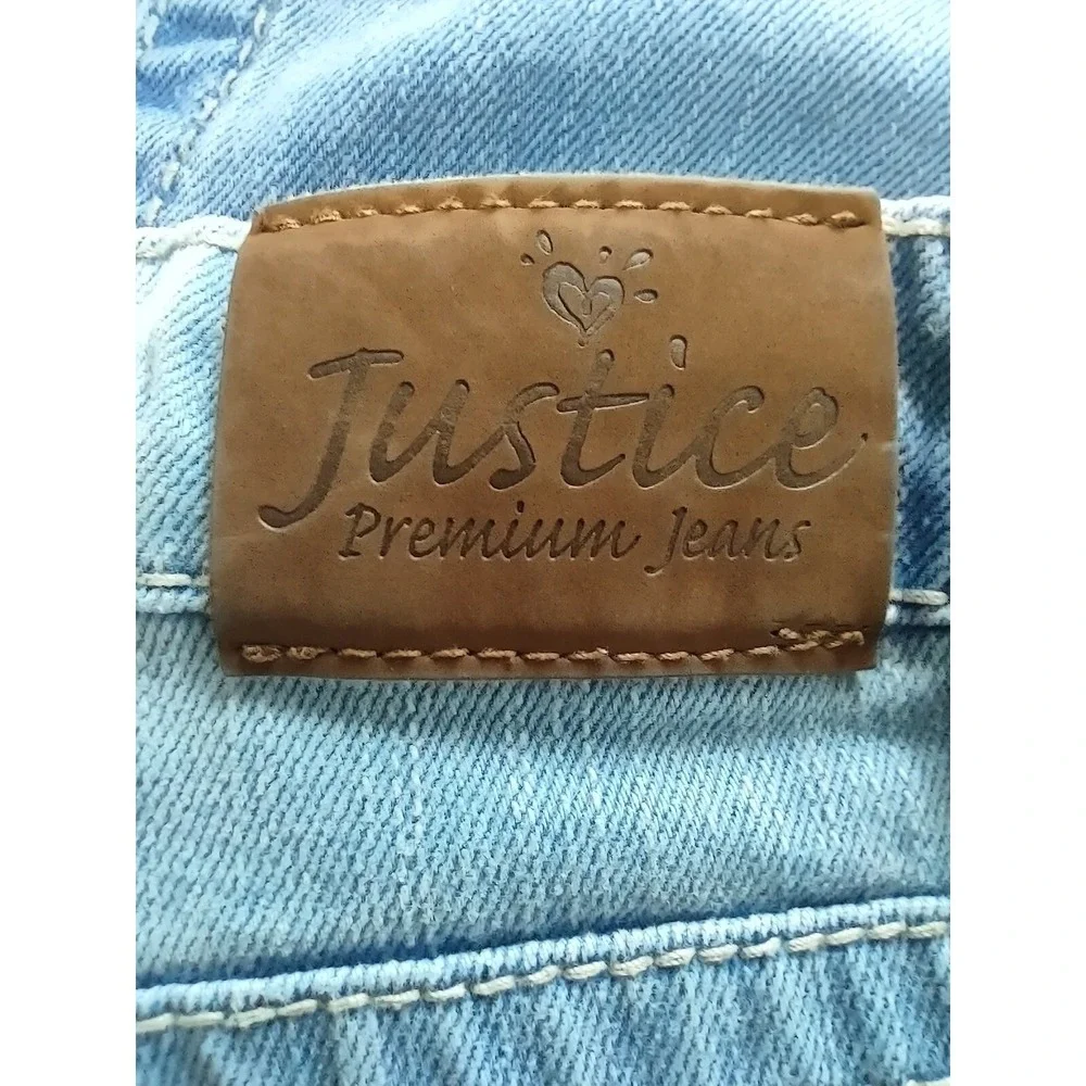 Justice Jeans Juniors 16.5 Simply‎ Low Slim Fit Light Wash Denim Heart Blue Y2K